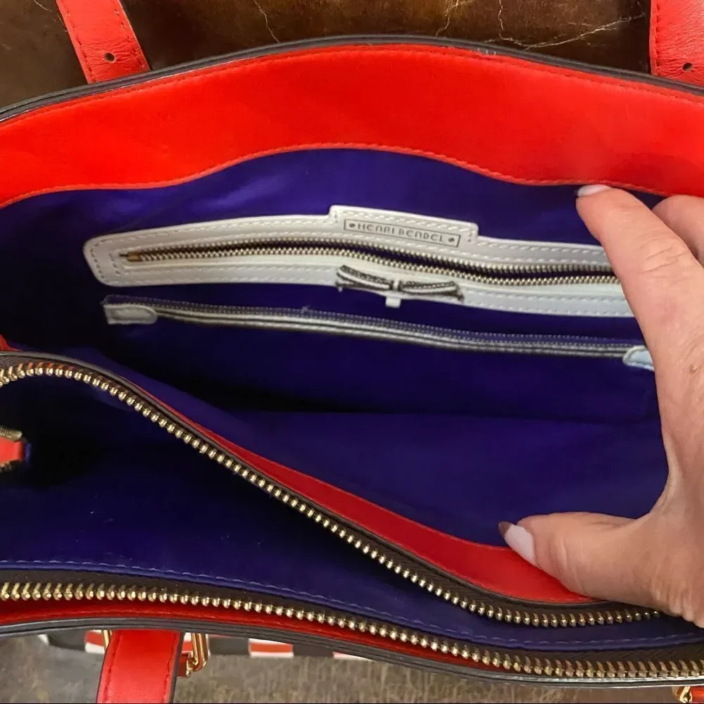 Henri Bendel Leather Centennial Stripe Satchel